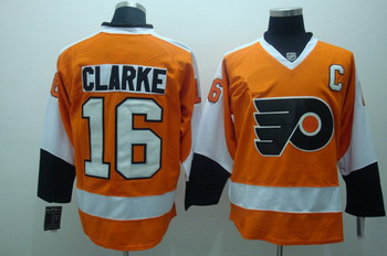 Philadelphia Flyers 16 Bobby clarke Orange jerseys C patch