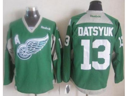 Detroit Red Wings #13 Pavel Datsyuk Green Practice Stitched NHL Jersey