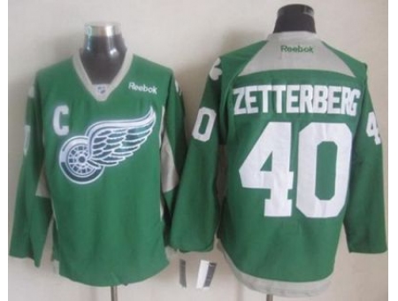 Detroit Red Wings #40 Henrik Zetterberg Green Practice Stitched NHL Jersey