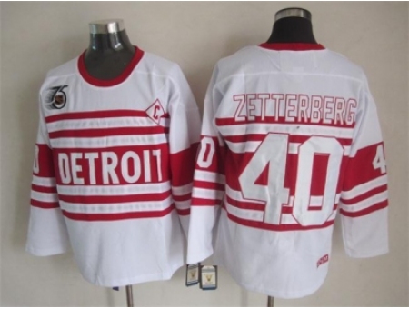 NHL Detroit Red Wings 40 Henrik Zetterberg white jerseys[m&n 75th]