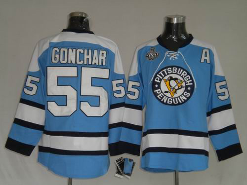 RBK Pittsburgh Penguins #55 Gonchar BLue STANLEY CUP Jersey