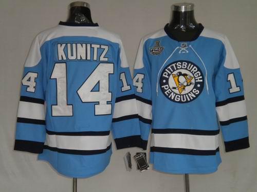 RBK Pittsburgh Penguins #14 Kunitz Blue STANLEY CUP Jersey