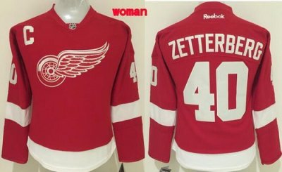 Red Wings #40 Henrik Zetterberg Red Womens Home Stitched NHL Jersey