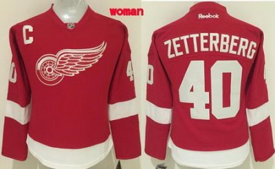 Red Wings #40 Henrik Zetterberg Red Women 27s Home Stitched NHL Jersey