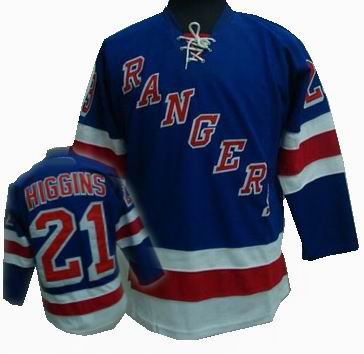 RBK hockey jerseys NY Rangers #21 HIGGINS blue