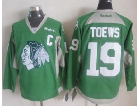 Chicago Blackhawks #19 Jonathan Toews Green Practice Stitched NHL Jersey