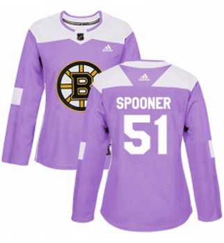 Womens Adidas Boston Bruins 51 Ryan Spooner Authentic Purple Fights Cancer Practice NHL Jersey