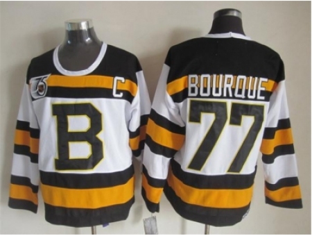 NHL Boston Bruins #77 Ray Bourque white jerseys[m&n 75th]