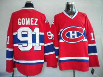 Hockey Montreal Canadiens #91 Scott Gomez Stitched Replithentic Red Jersey