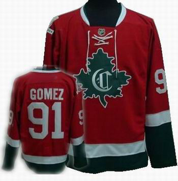 Hockey Montreal Canadiens #91 Scott Gomez Stitched Replithentic Red GREEN new CD Jersey