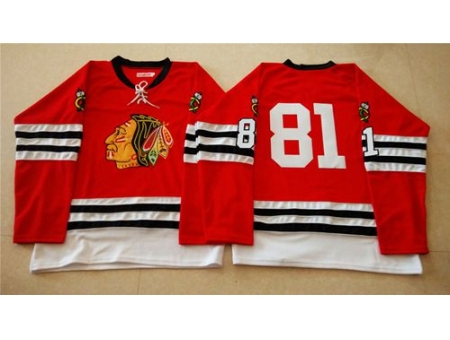 Chicago Blackhawks #81 Marian Hossa Red Mitchell And Ness 1960-61 Stitched NHL Jersey