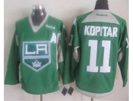 Los Angeles Kings #11 Anze Kopitar Green Practice Stitched NHL Jersey