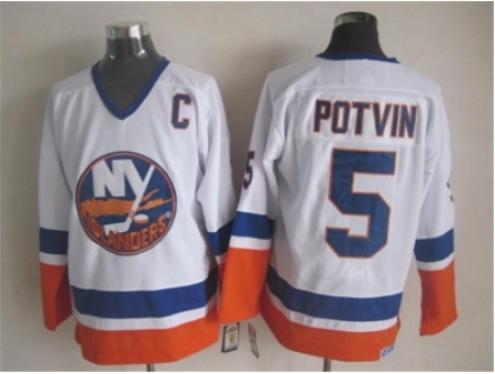 NHL New York Islanders 5 Potvin white jerseys