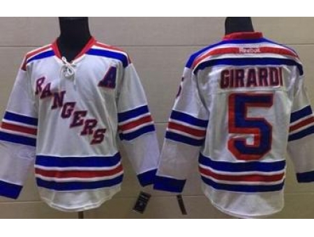 New York Rangers #5 Dan Girardi White Stitched NHL Jersey