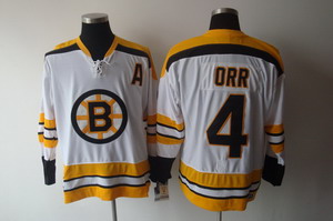 Boston Bruins 4 Bobby Orr white Jerseys with A patch