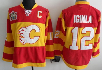 Calgary Flames 12 Jarome Iginla Red Heritage Classic Jerseys