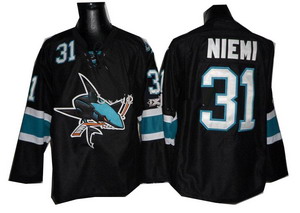 San Jose Sharks Ice Hockey 31 Antti Niemi Black Jerseys