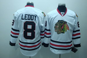 Chicago Blackhawks leddy 8 white  hockey jerseys