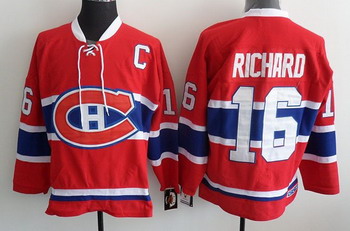 Montreal Canadiens 16 Richard Red Jerseys Throwback