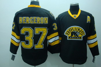 Boston Bruins 37 Patrice Bergeron Black Jerseys With A Patch