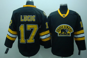 Boston Bruins 17 Milan Lucic Black Jerseys