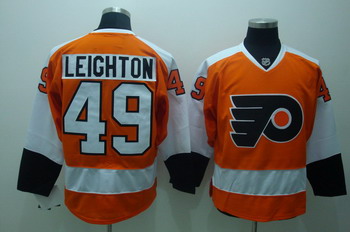 Philadelphia Flyers 49 Michael Leighton Orange Jerseys