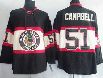 Chicago Blackhawks 51 Brian Campbell Black  Jersey New Third