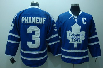 Toronto Maple Leafs 3 Phaneuf Blue Jerseys C patch