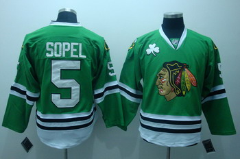 Chicago Blackhawks 5 Brent Sopel Green Jerseys