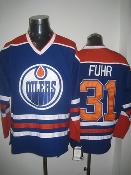 Edmonton Oilers 31 FUHR blue Jerseys