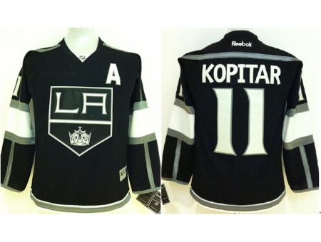 Kids Los Angeles Kings 11 Anze Kopitar Black NHL Jerseys