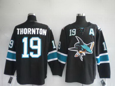 San Jose Sharks 19 Joe Thornton BLACK Jerseys