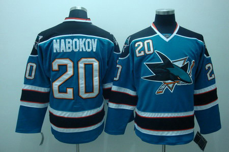 San Jose Sharks 20 Evgeni nabokov blue Jerseys