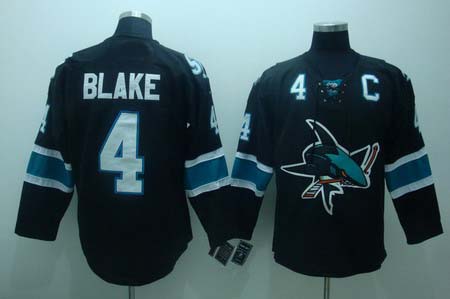 San Jose Sharks 4 Rob blake black jerseys C patch