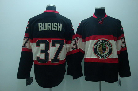 Chicago Blackhawks 37 Adam burish black Third jerseys