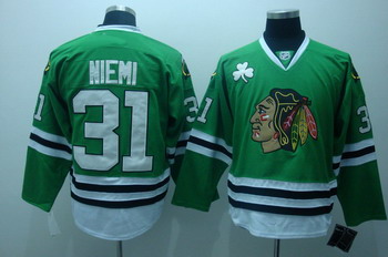 Chicago Blackhawks 31 Niemi green Ice Hockey Jerseys