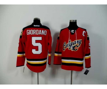 nhl jerseys calgary flames 5 giordano red[patch C][2015 new]