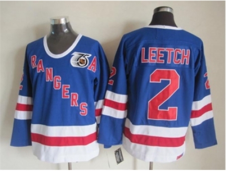 NHL New York Rangers #2 leetch blue jerseys[m&n 75th]