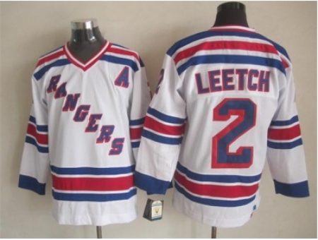 NHL New York Rangers #2 leetch white jerseys(New vintage retro)