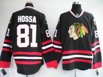 Chicago Blackhawks #81 Marian Hossa Black hockey Jersey