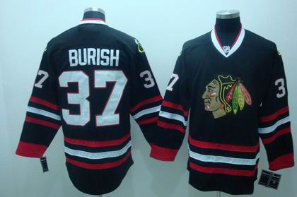 Chicago Blackhawks #37 Adam Burish Jerseys black