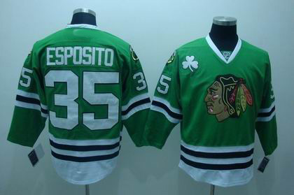 Chicago Blackhawks #35 Tony Esposito green jerseys