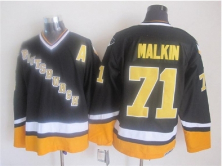 NHL Pittsburgh Penguins #71 Evgeni Malkin black-yellow jerseys