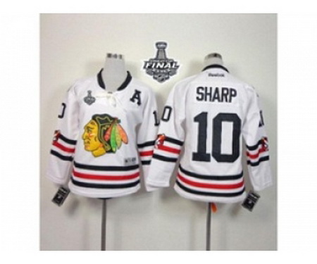 youth nhl jerseys chicago blackhawks #10 sharp white[2015 winter classic][2015 stanley cup][patch A]