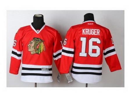 Youth nhl jerseys chicago blackhawks #16 kruger red[kruger]