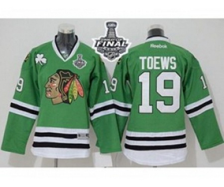 youth nhl jerseys chicago blackhawks #19 toews green[2015 stanley cup]