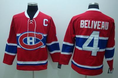 Montreal Canadiens #4 Jean Beliveau red Jerseys C patch