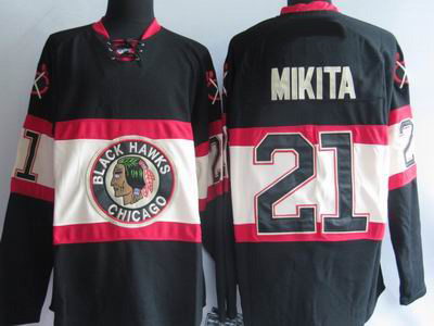 Chicago Blackhawks 21# Mikita black third jerseys