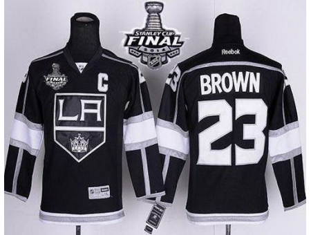 Kids Los Angeles Kings #23 Dustin Brown Black Home 2014 Stanley Cup Finals Stitched NHL Jerseys