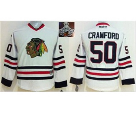 youth nhl jerseys chicago blackhawks #50 crawford white[2015 Stanley cup champions]